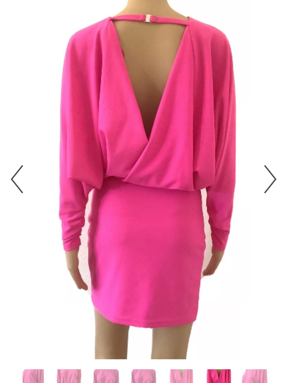 Zara Open-Back Long Sleeve Mini Dress in Hot Pink